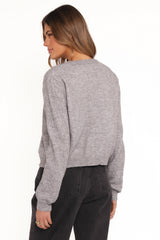 Fauna Tonal Floral Cardigan Heather Grey