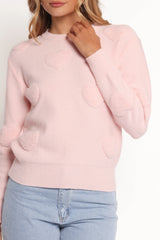 Orlenda Heart Knit Sweater Pale Pink