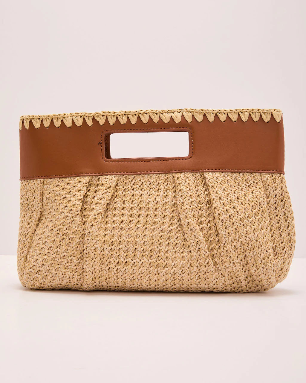 Coastal Canvas Woven Straw Clutch