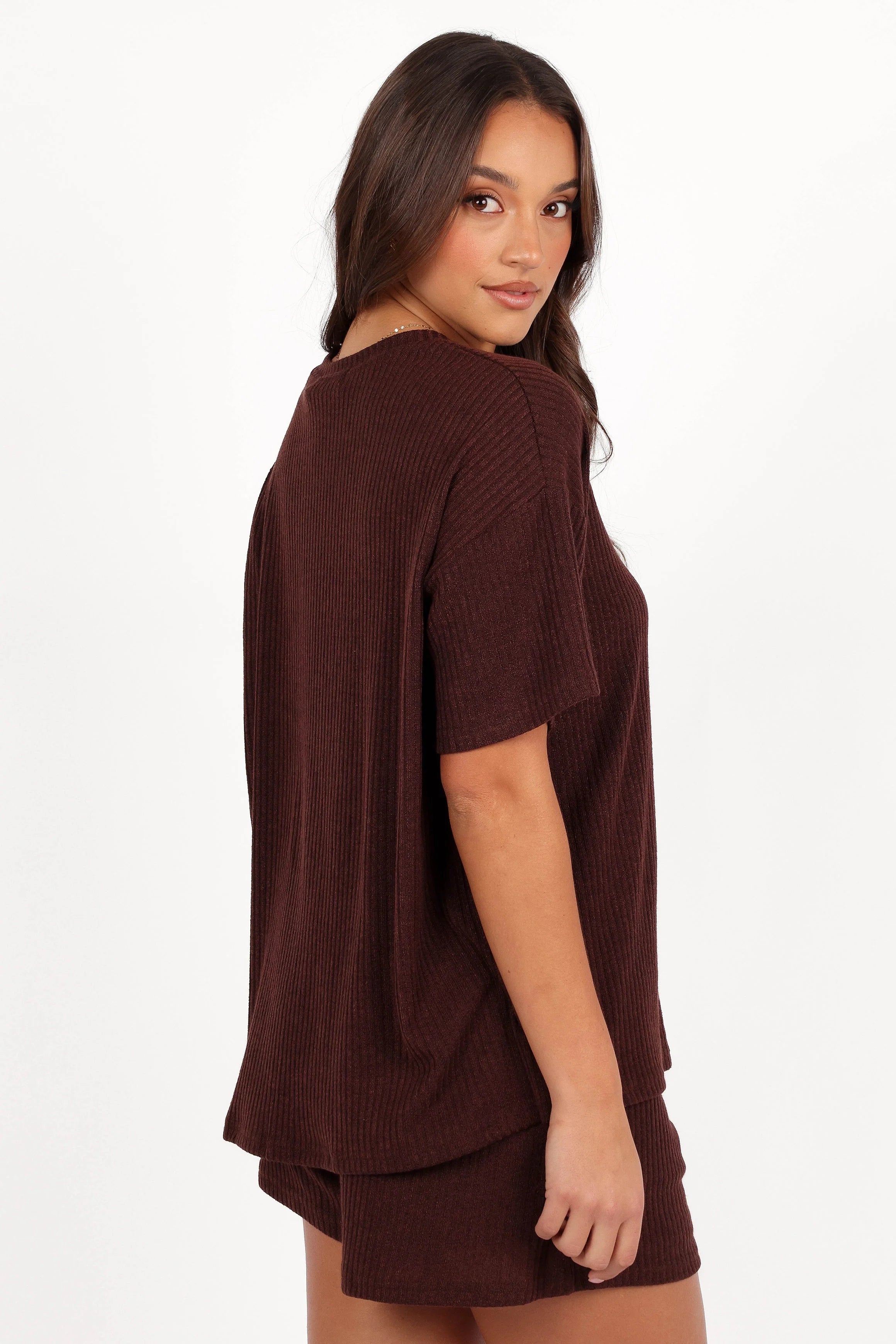 Granger Knit Short Set Chocolate Brown