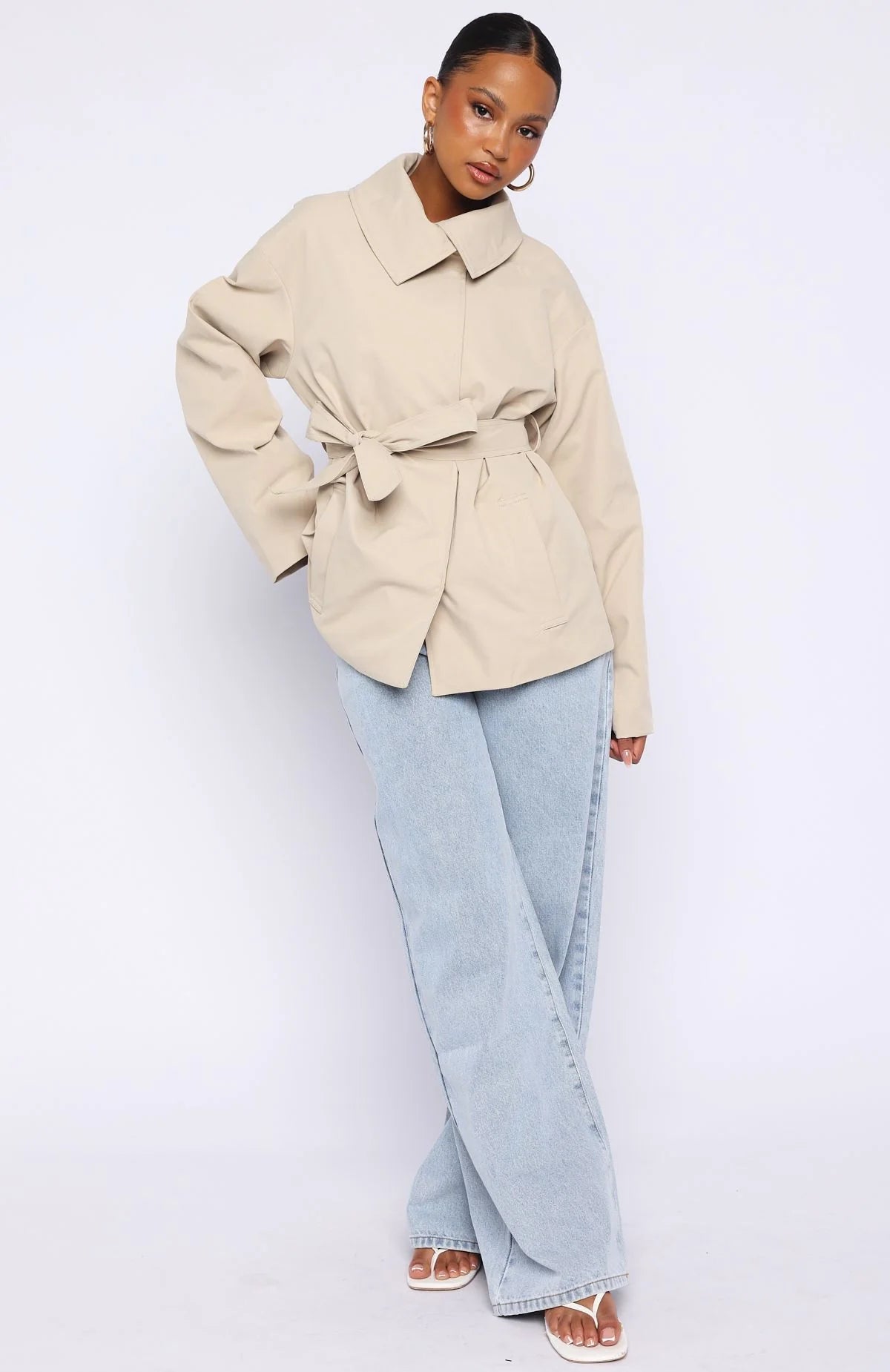 Could Touch Cropped Trench Jacket Sand