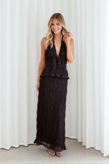 Zafira Textured Halter Top Black