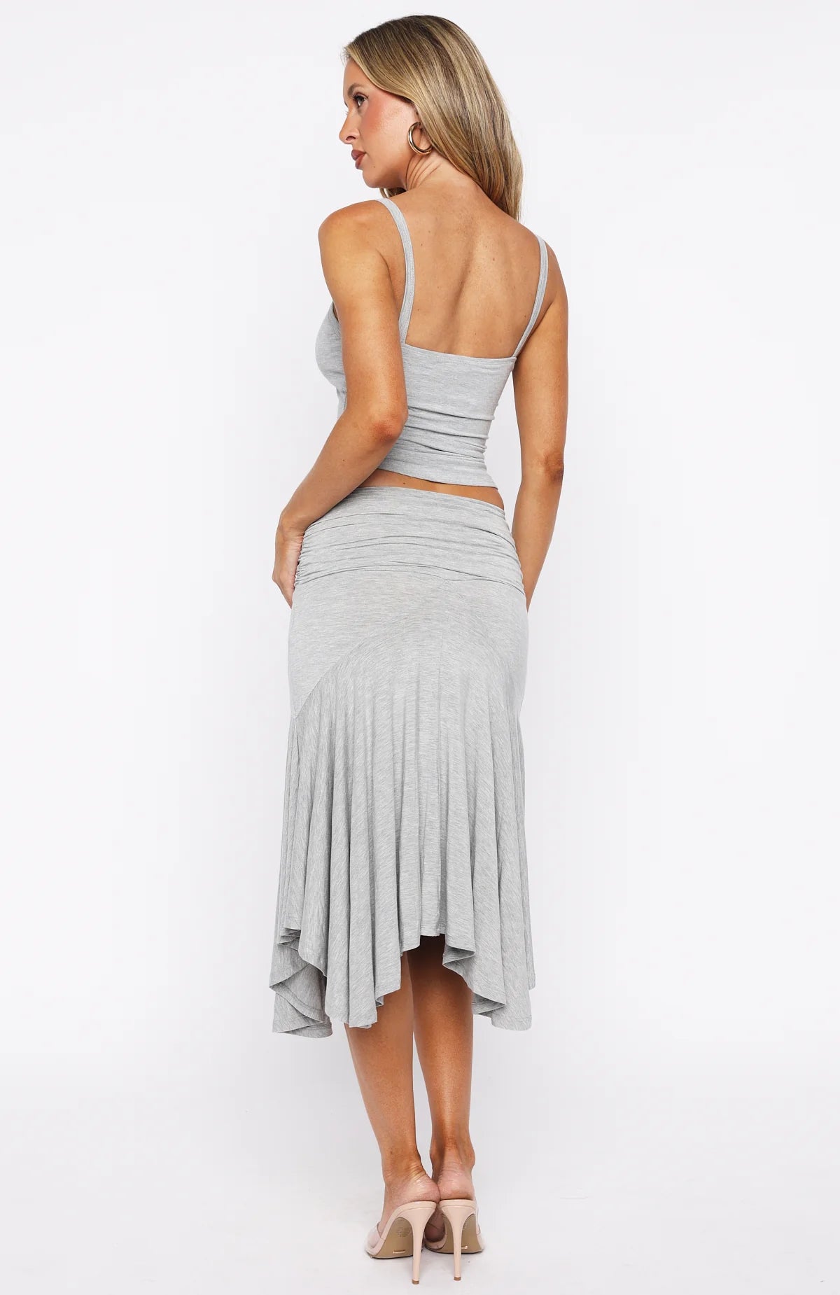 Dressing Up Midi Skirt Grey Marle