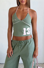 Cant Help The Feeling Halter Top Khaki