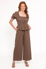 Bridget Jumpsuit Taupe Purple Floral