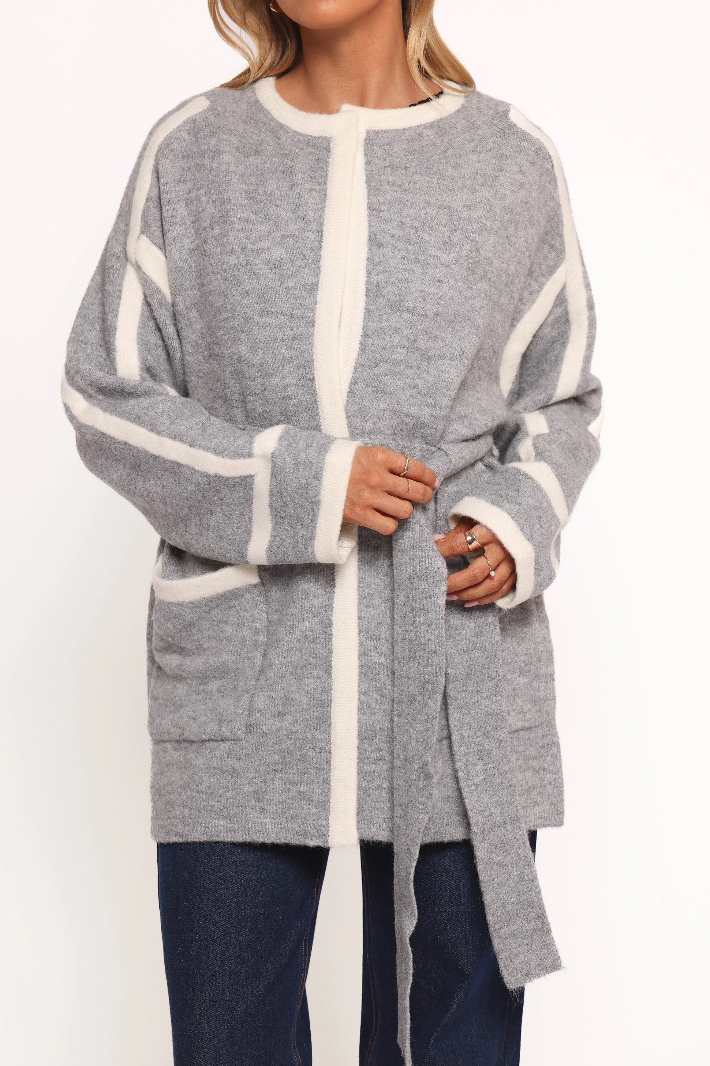 Maloney Tie Front Coatigan Grey