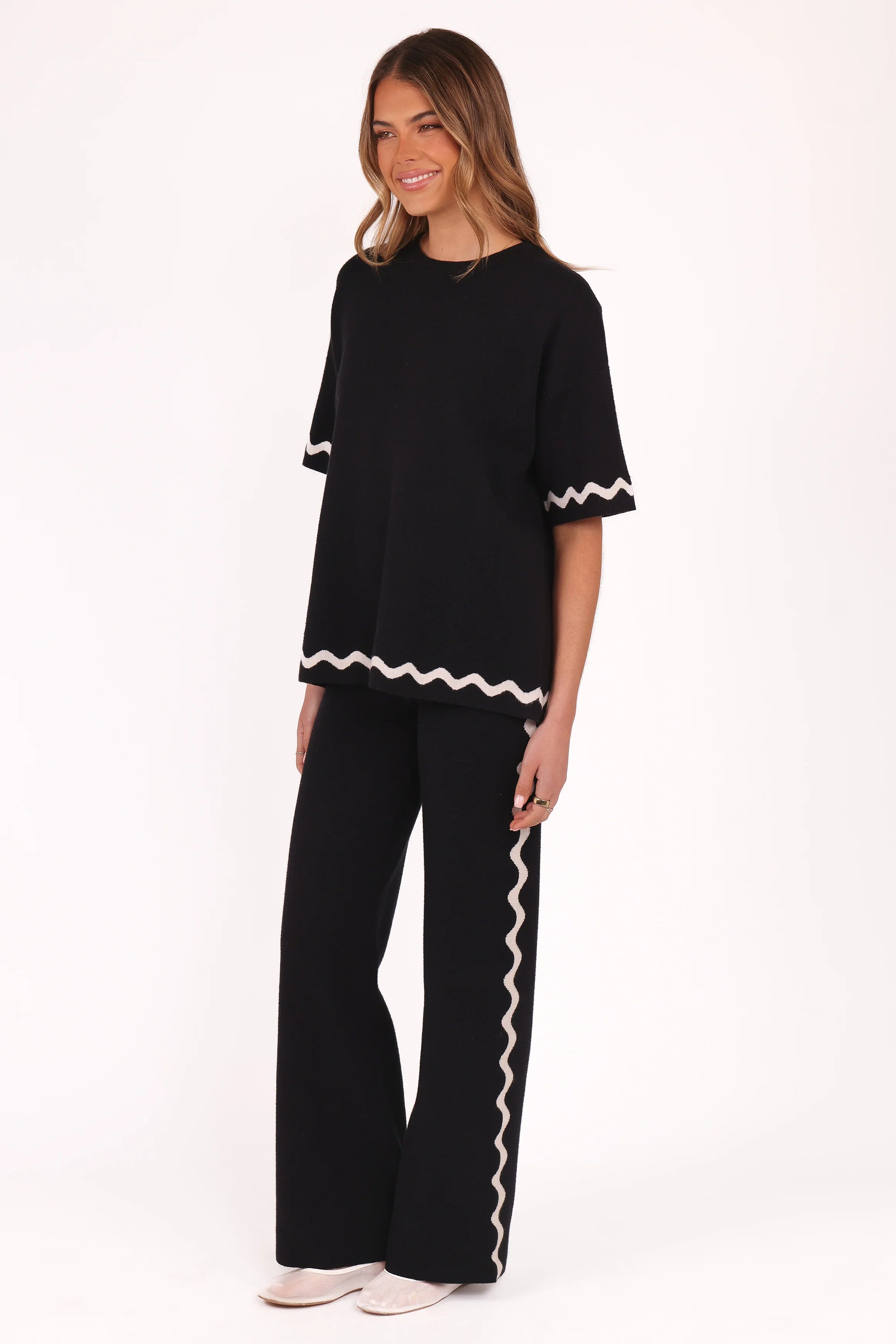 Vespa Knitted Pant Black White