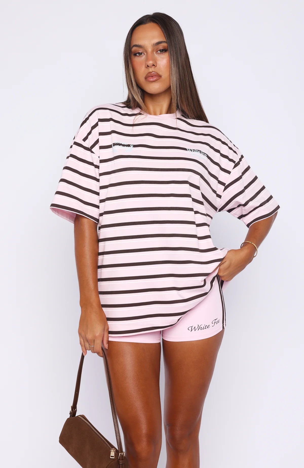 Verano Sixteen Viola Oversized Tee Pink Stripe