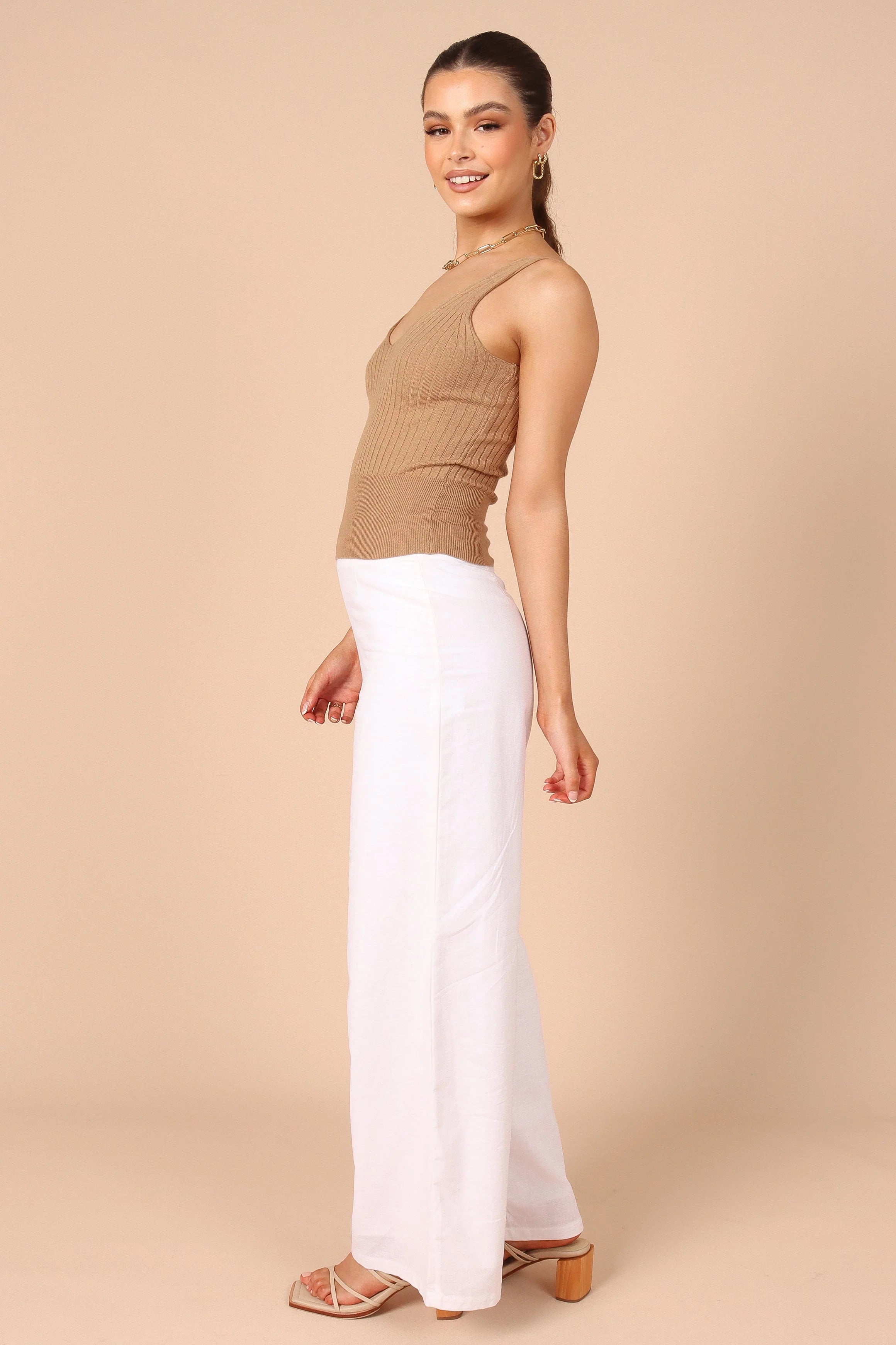 Gemma V Neck Tank Top Camel