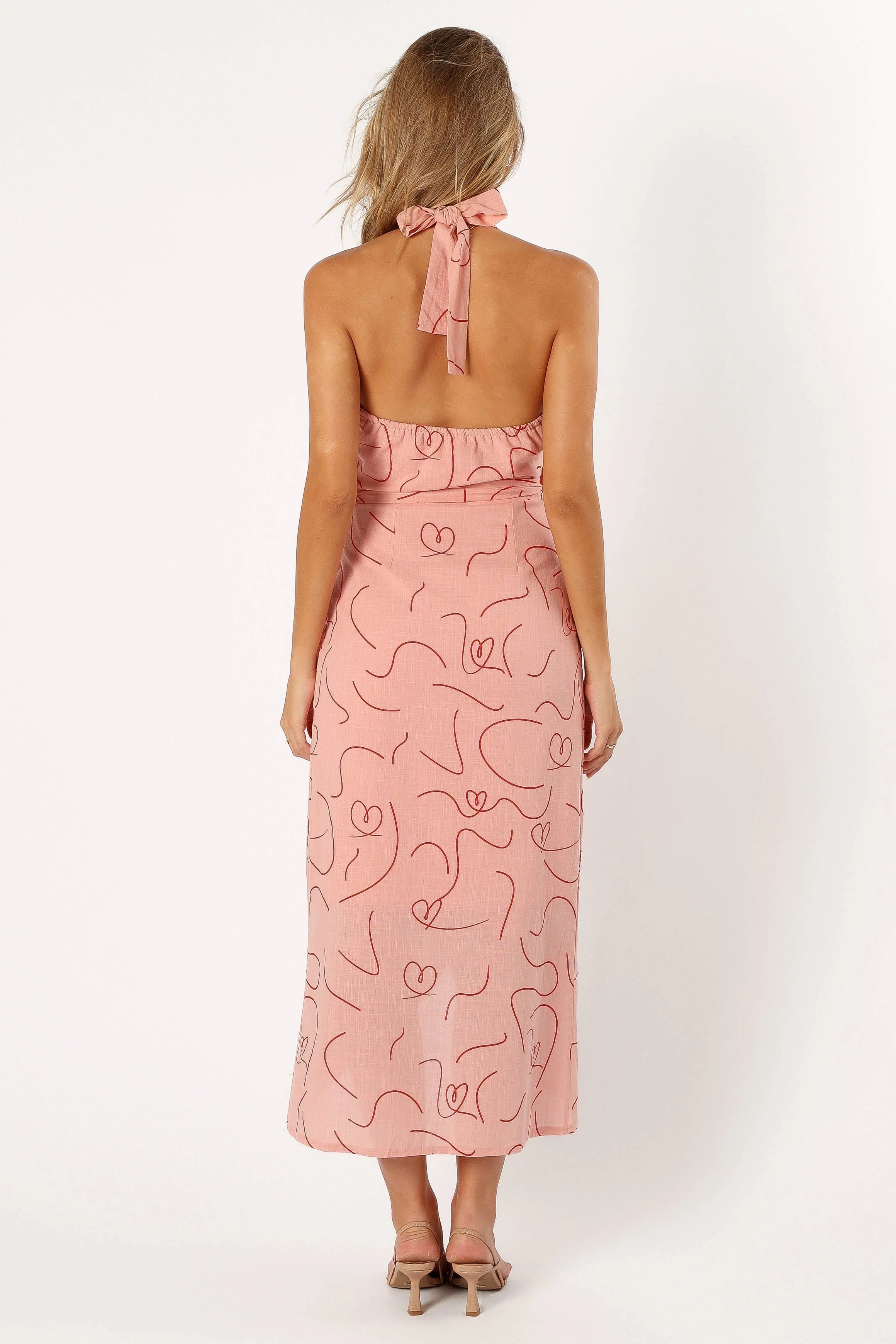 Abigail Wrap Midi Dress Pink Swirl