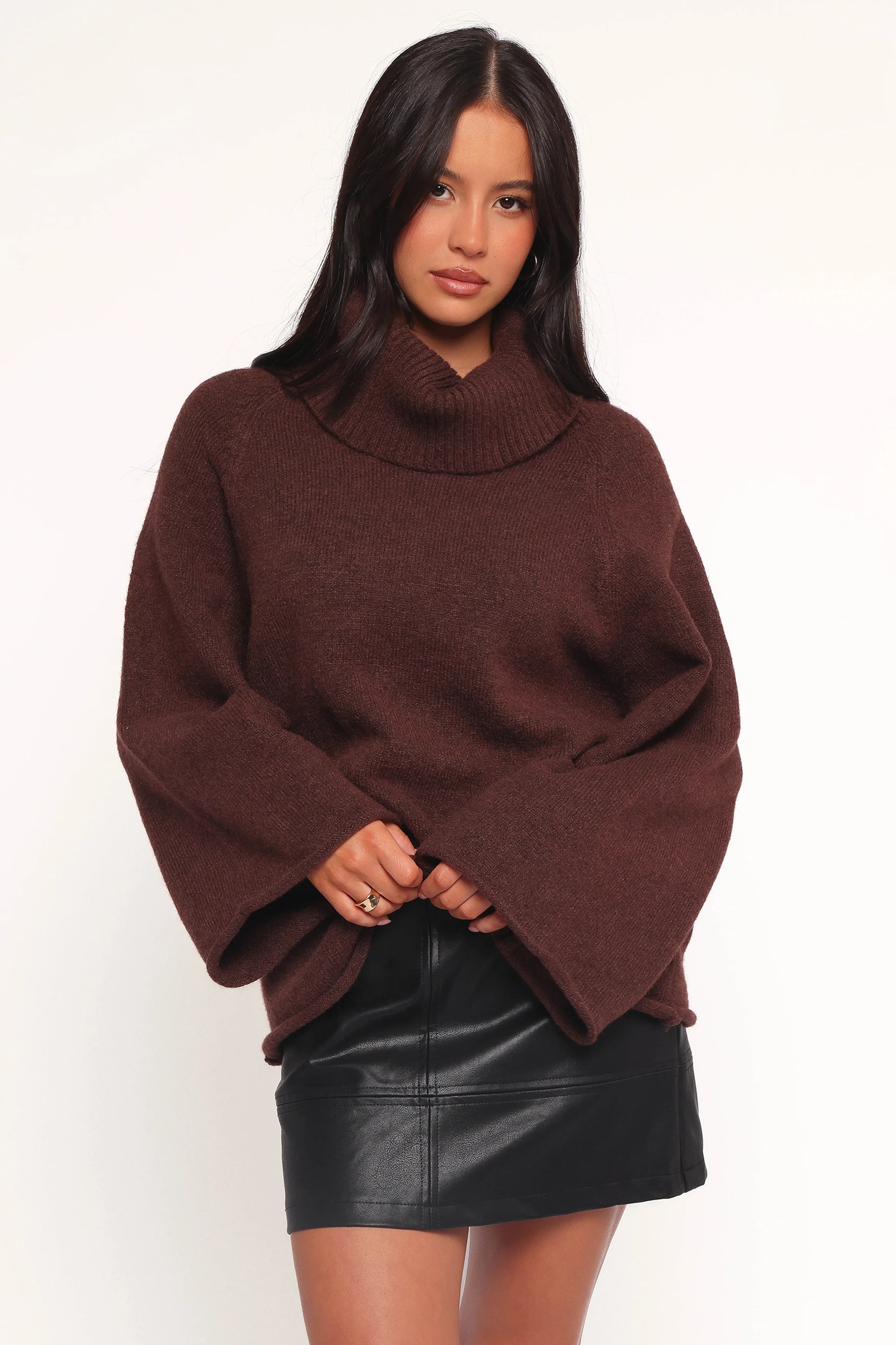 Bindy Cowlneck Knit Sweater Brown