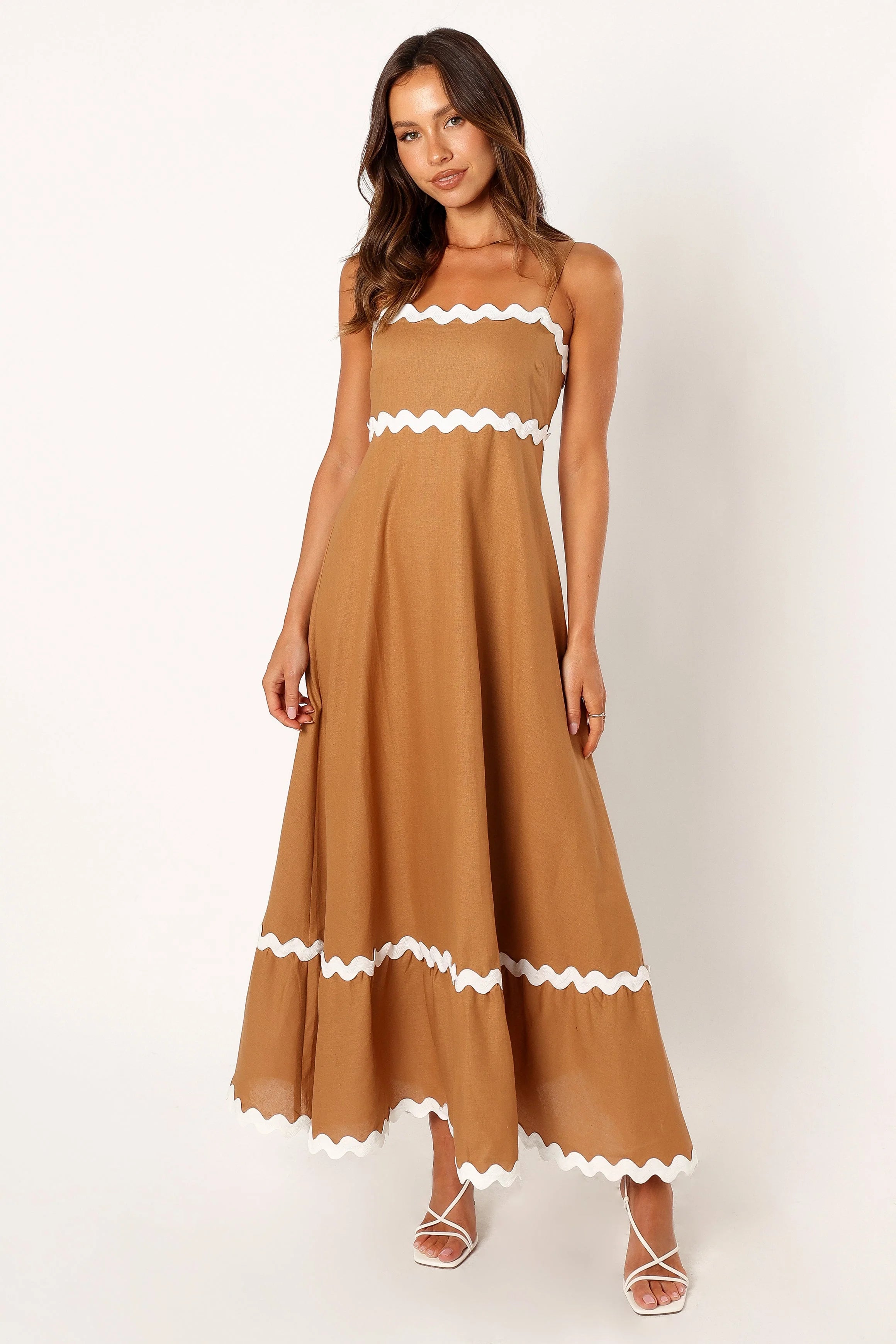 Yana Maxi Dress Tan White