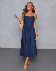 Good On You Denim Bustier Midi Dress