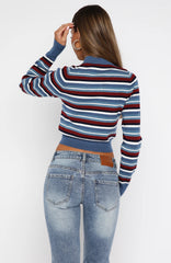 Inner Smile Stripe Knit Cardigan Skyline Borders