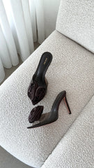 Casey Heel Choc Satin