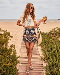 Nalanie Printed Mini Skirt