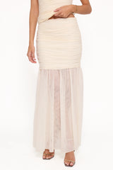 Susan Mesh Drop Waist Skirt Yellow