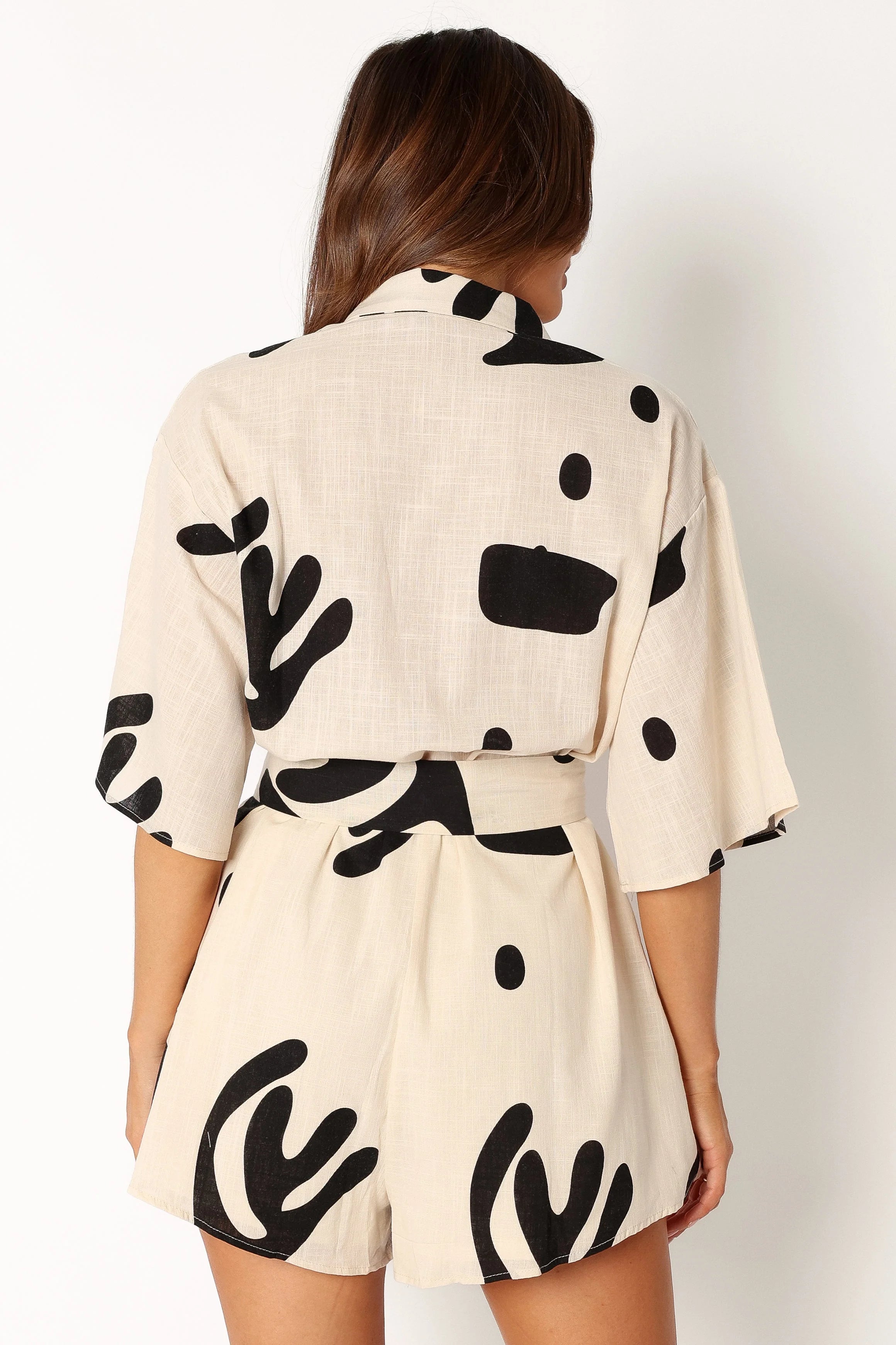 Kellie Romper Beige Black