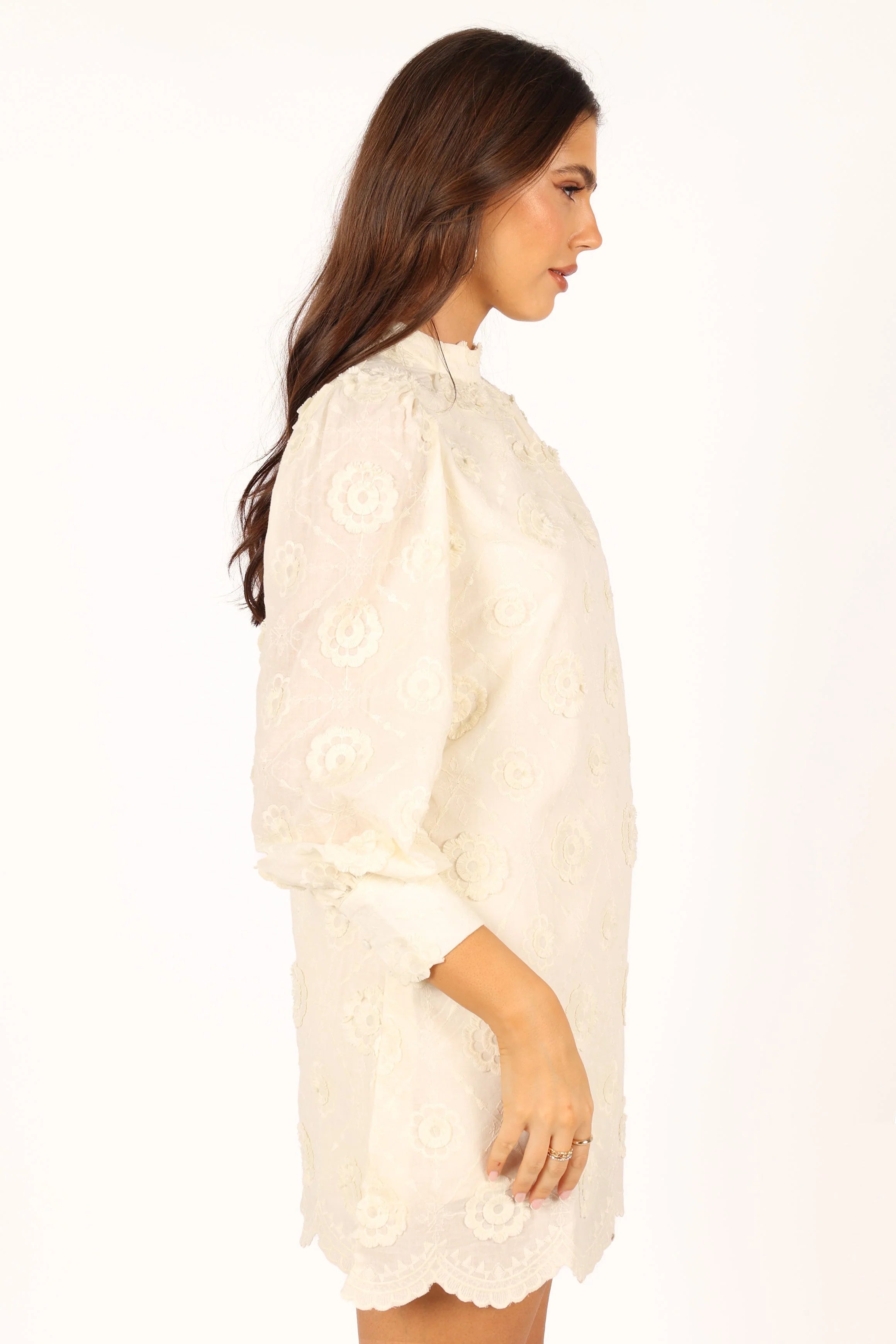 Stefania Long Sleeve Mini Dress Cream