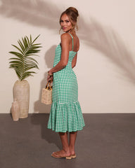 Summer Loving Gingham Print Midi Dress