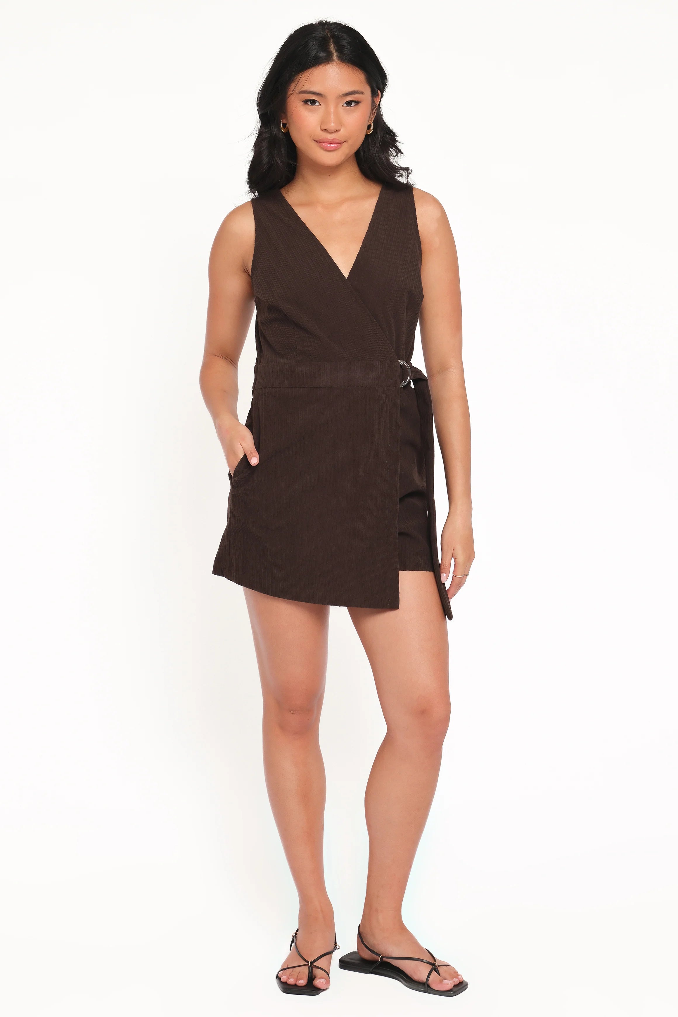 Vesper Corduroy Romper Chocolate