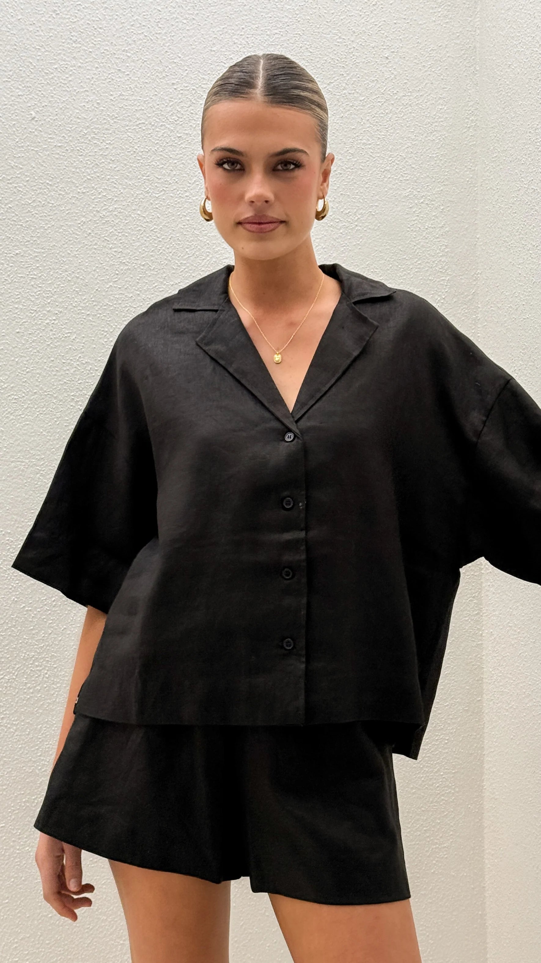 Luna Button Up Shirt Black