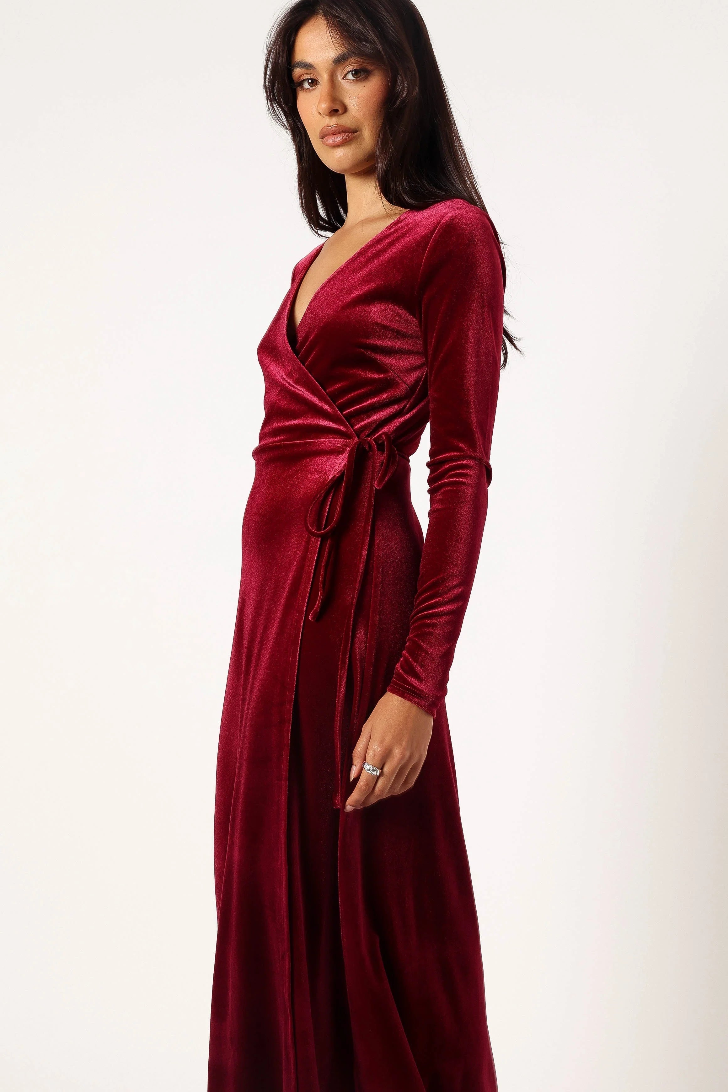 Darby Long Sleeve Midi Dress Burgundy