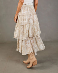 Sunset Drifter Tiered Paisley Maxi Skirt