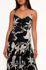 Angelique Pleated Jumpsuit Black Floral
