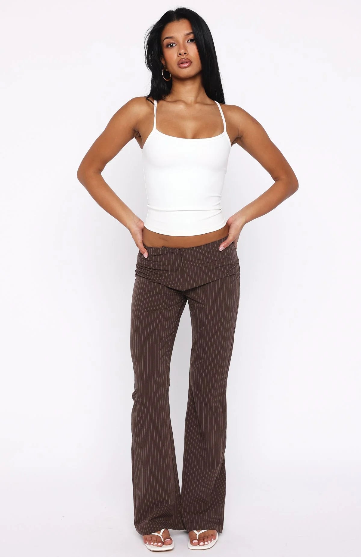 Getting You Close Pants Chocolate Pinstripe