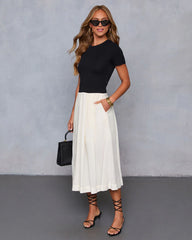 Dual Mode Color Block Midi Dress
