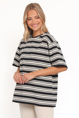 Zestora Tee Black Ivory Stripe