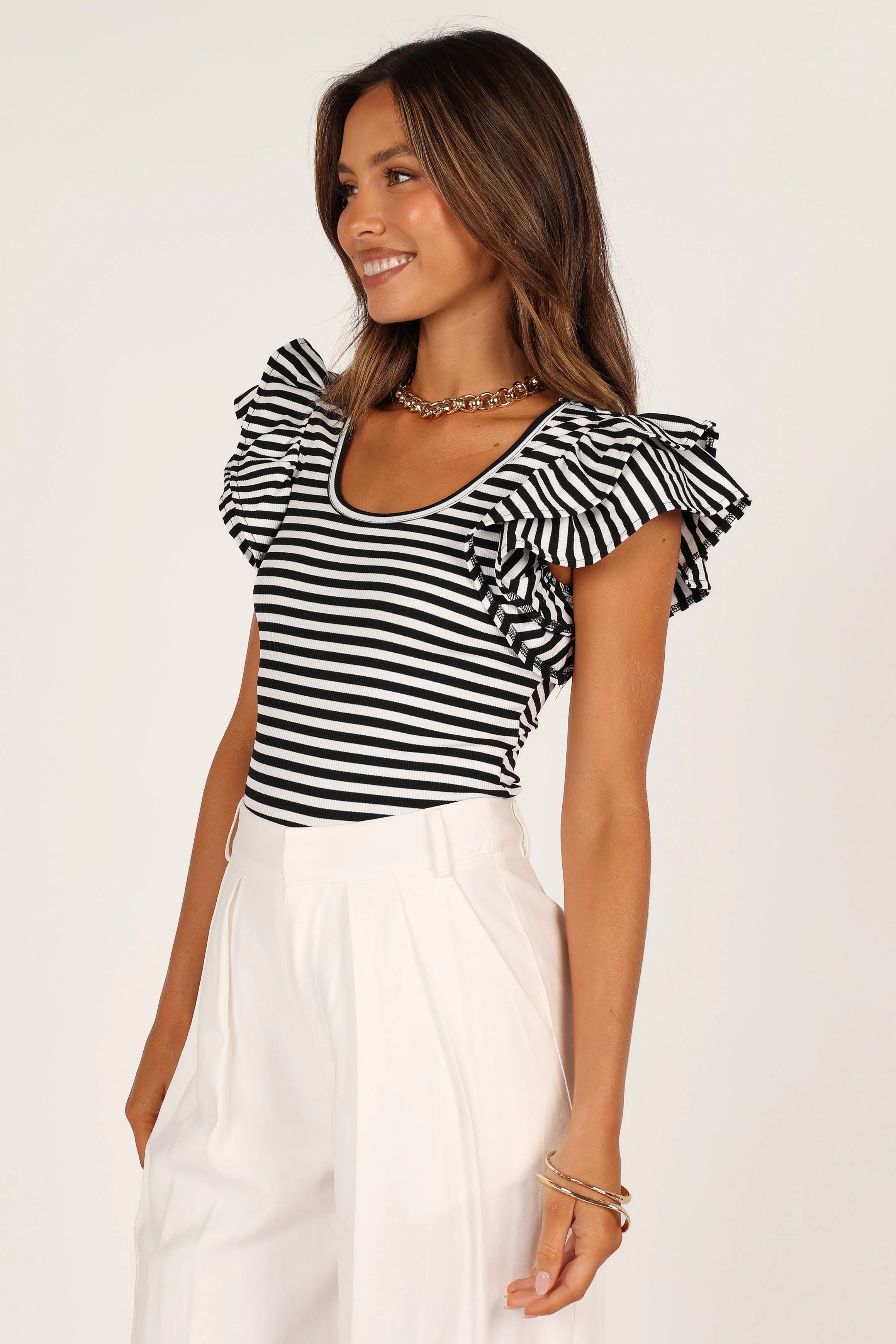 Martina Ribbed Top Black Stripe