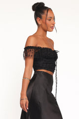 Aster Off Shoulder Mesh Top Black