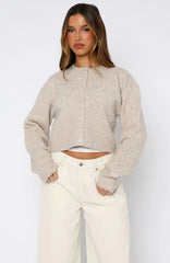 Make Me Happy Knit Cardigan Beige
