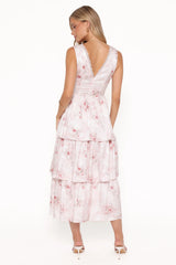Natarsha Maxi Dress White Pink Floral