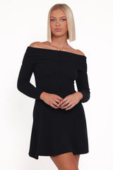 Francisco Long Sleeve Mini Dress Black
