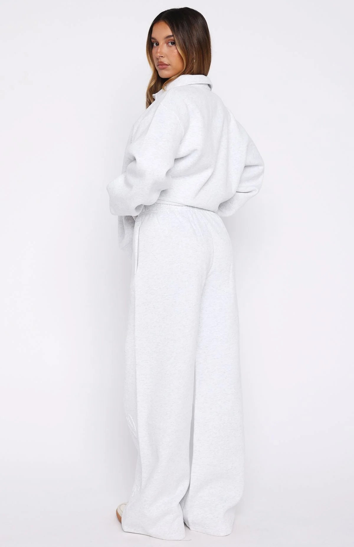 Chill Moves Wide Leg Sweatpants Grey Marle