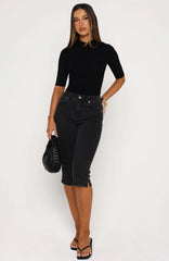 Cynthia High Rise Capri Jeans Black Acid