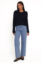 Carmello Frill Collar Cardigan Navy