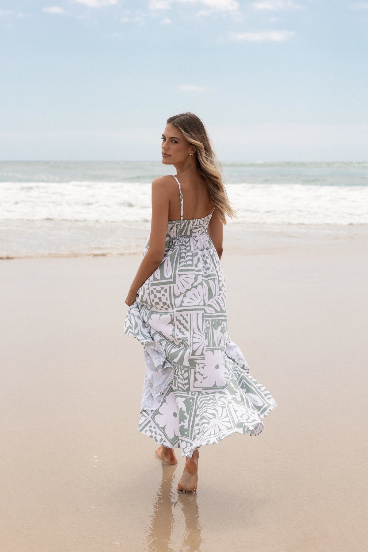 Kelsie Midi Dress Sage Print