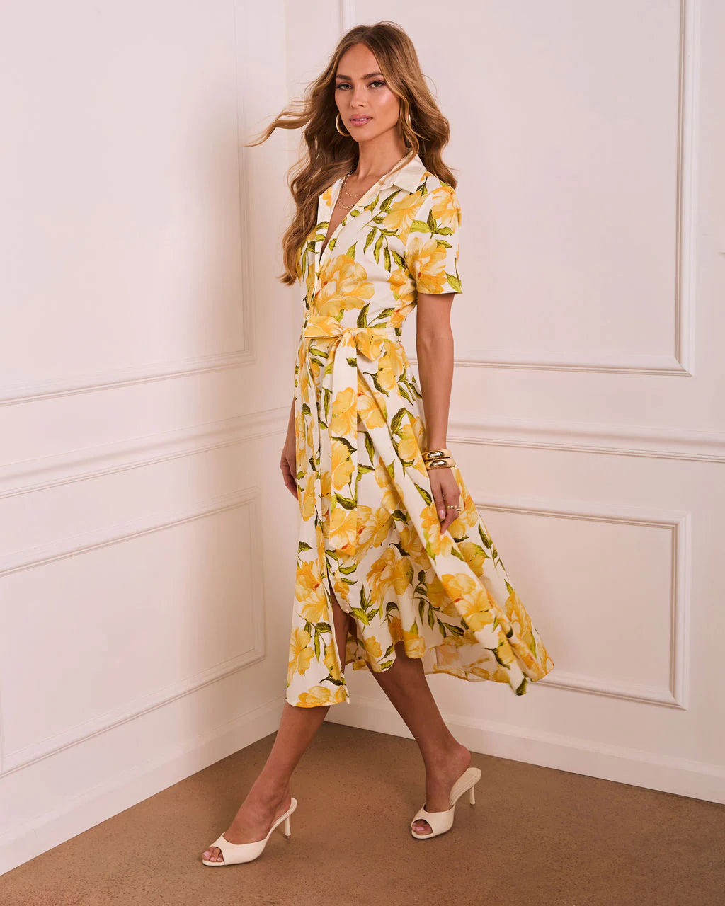 Forward in Florals Floral Midi Shirt Dress