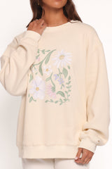 Flower Garden Graphic Sweatshirt Cream