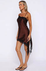 Reminders Of Me Lace Trim Mini Dress Chocolate Black