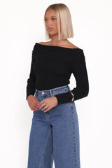 Junia Tie Back Knit Top Black