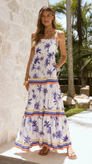 Klyah Maxi Dress Blue Palm
