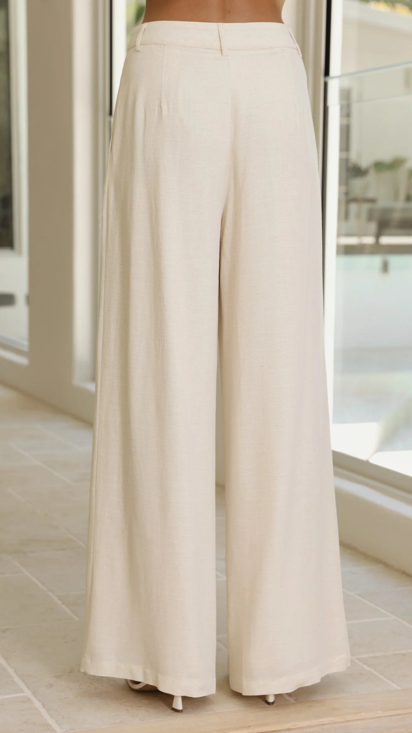Leela One Shoulder Top and Pants Set Beige