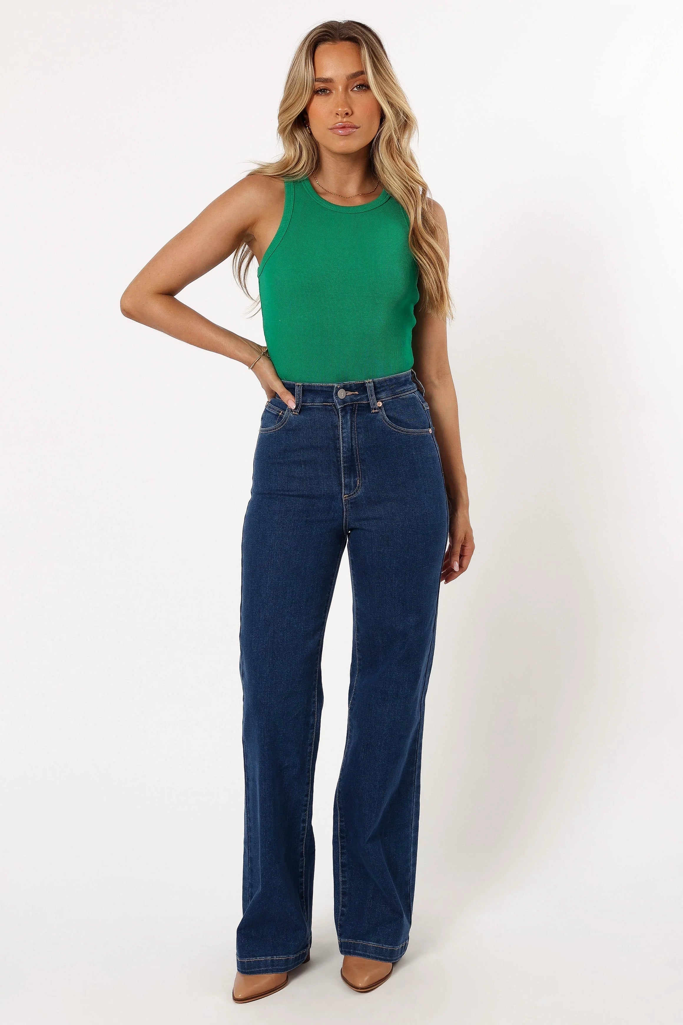 Ari Ribbed Tank Top Green