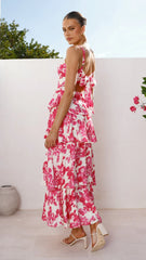 Odilia Maxi Dress Pink White Floral