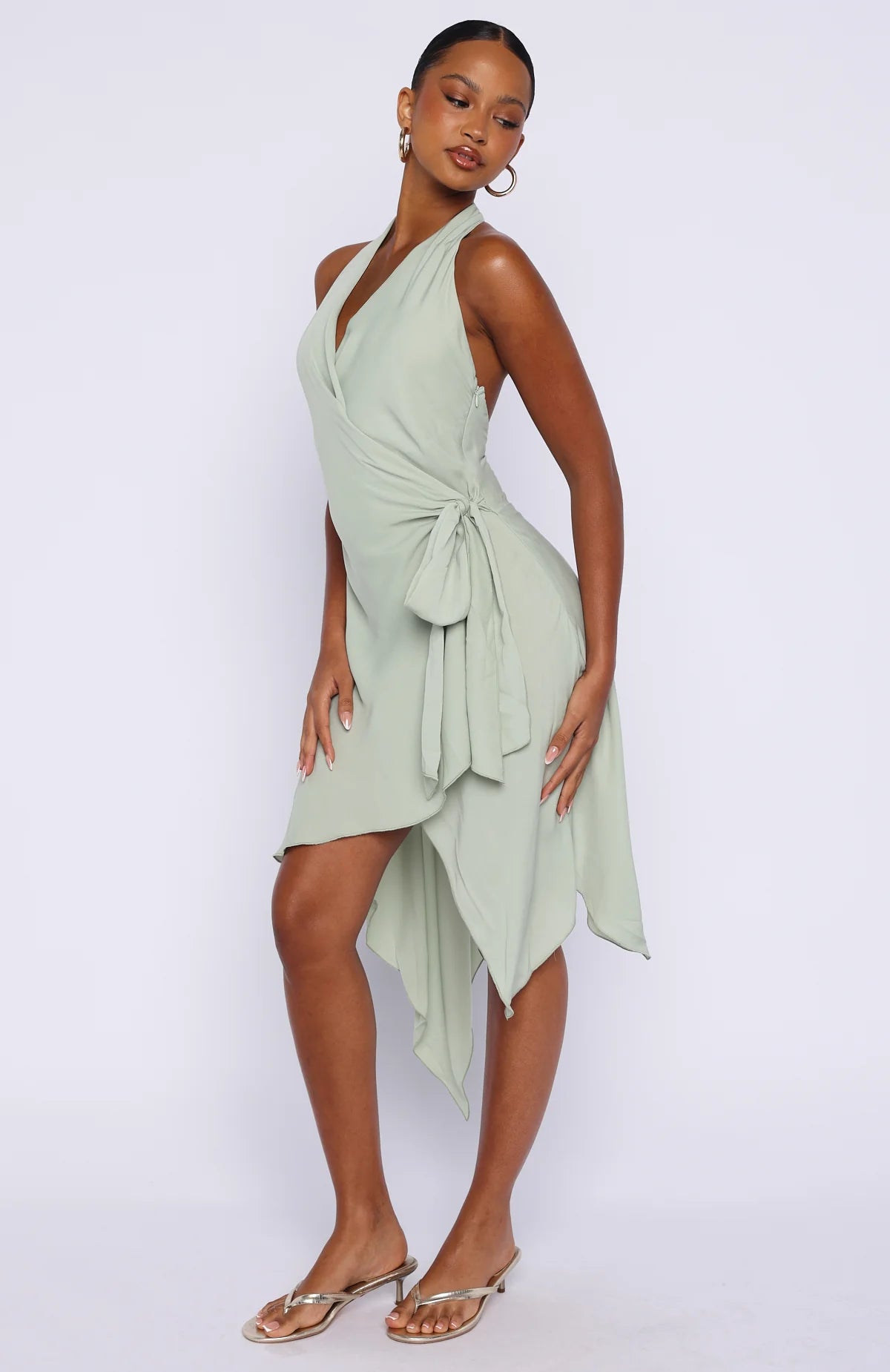 Reminiscing Halter Midi Dress Mint